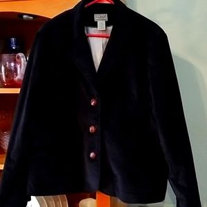 LL Bean Plus Petite Black Velvet Suit Coat